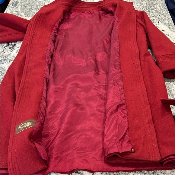 Sears Red Long Sleeve Women's Dress coat Wool vintage winter long jacket belt - Picture 7 of 12